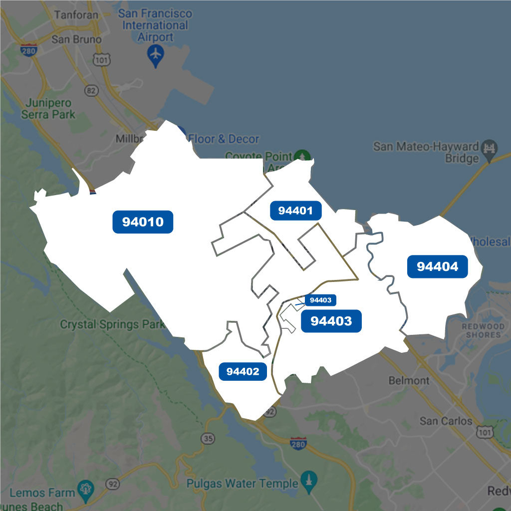 San Mateo County Zip Code Map