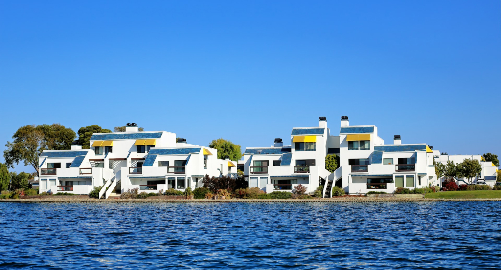 A waterfront apartment in near restaurants in Foster City.