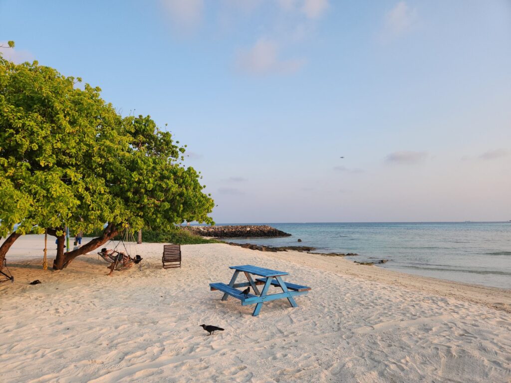 scenic maafushi beachfront in the maldives